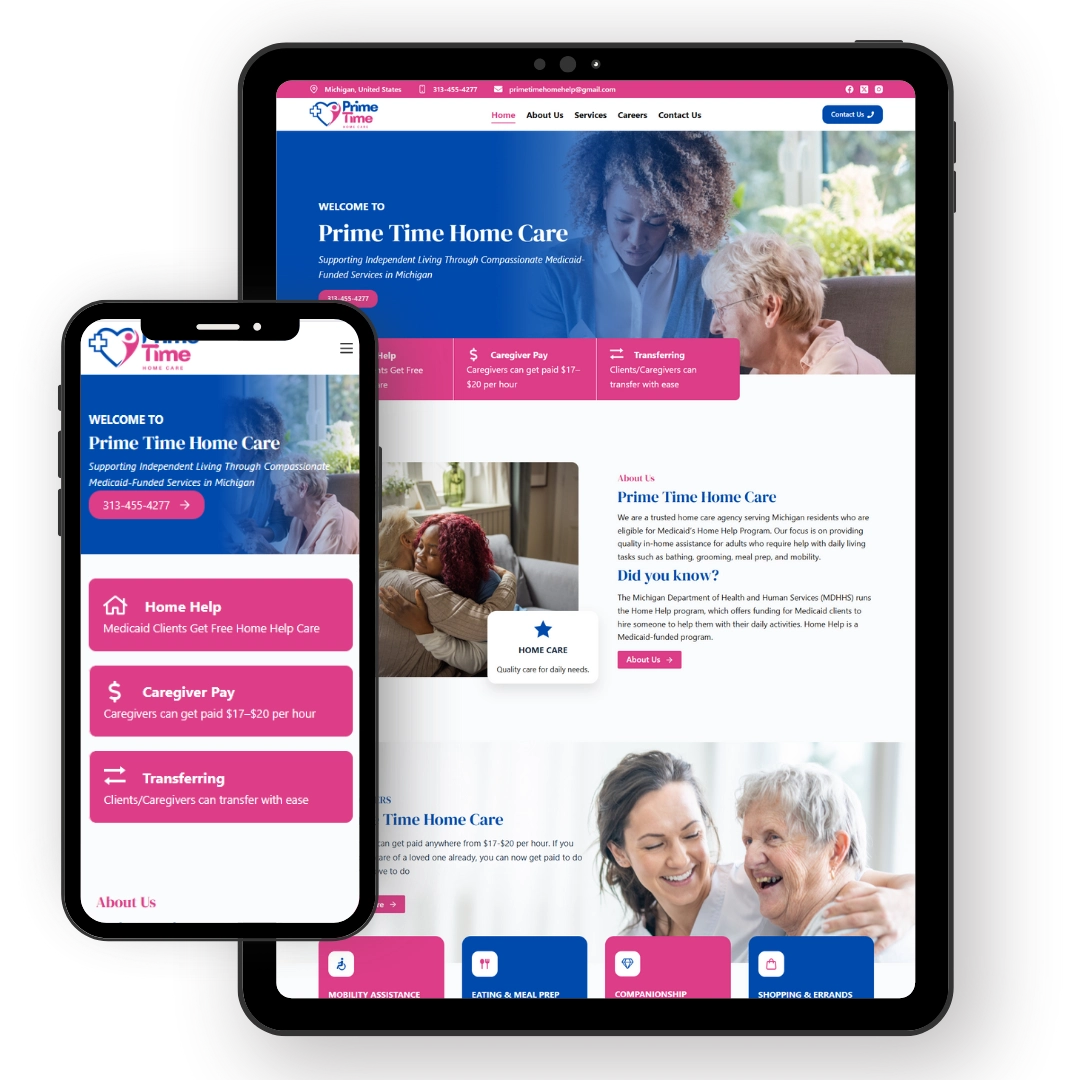 Home Care Website Design 11 Prime Time Home Care phone