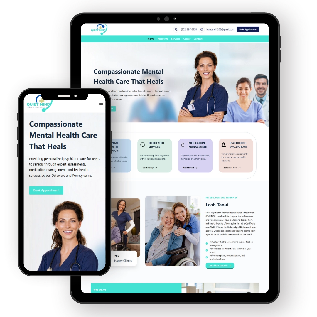 Home Care Website Design 13 Quiet Mind Psychiatric Health Services LLC – Quiet Mind Psychiatric Health Services LLC Phone