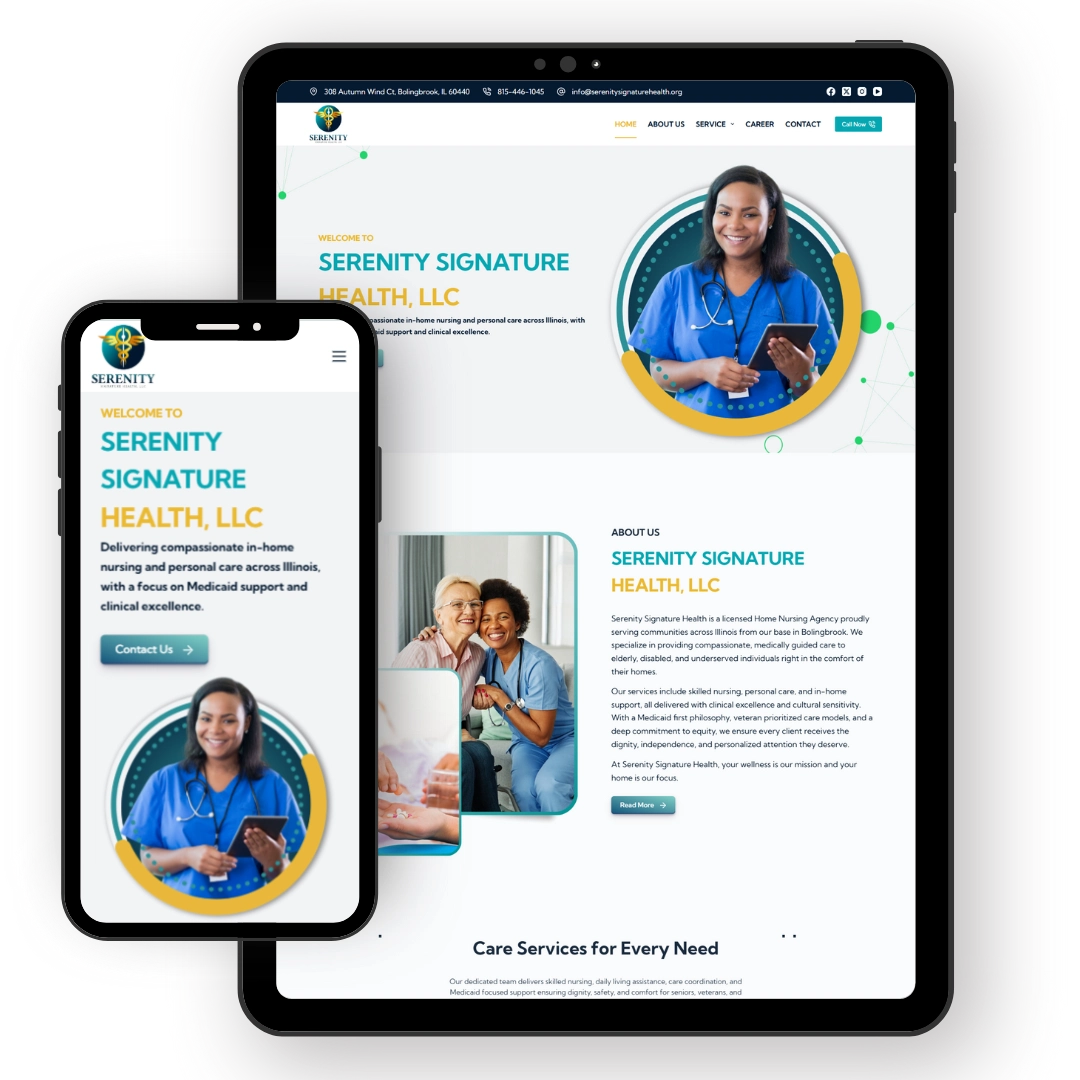 Home Care Website Design 9 Serenity Signature Health LLc Phone