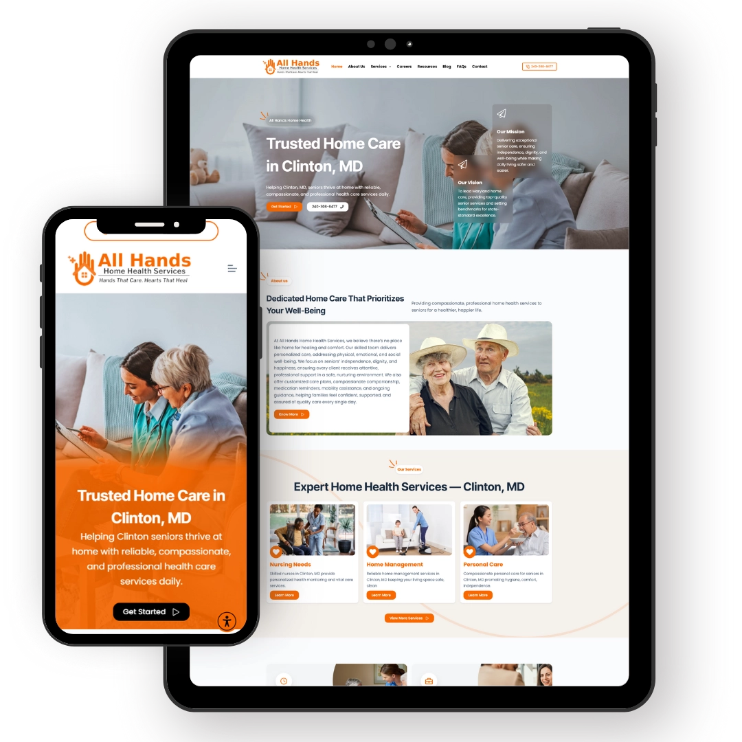 all hands home health website design